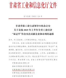 【喜讯】甘肃成飞荣获甘肃省2025年上半年工业经济“双过半”突出贡献企业称号
